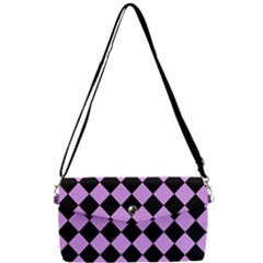 Block Fiesta Black And Lavender Purple Removable Strap Clutch Bag by FashionBoulevard