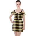 Block Fiesta Black And Mellow Yellow Ruffle Cut Out Chiffon Playsuit View1
