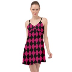 Block Fiesta Black And Peacock Pink Summer Time Chiffon Dress by FashionBoulevard