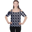 White Rose In Blue Cutout Shoulder Tee View1