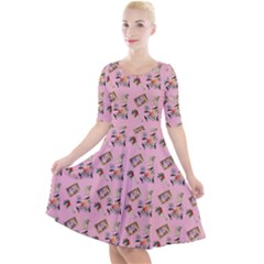 Robin Art Pink Pattern Quarter Sleeve A-line Dress by snowwhitegirl