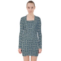 Pattern1 V-neck Bodycon Long Sleeve Dress by Sobalvarro
