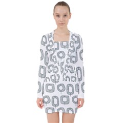 Forest Patterns 16 V-neck Bodycon Long Sleeve Dress by Sobalvarro