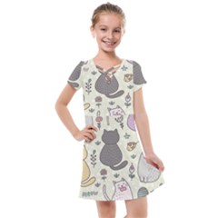 Funny Cartoon Cats Seamless Pattern  Kids  Cross Web Dress by Vaneshart