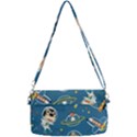 Seamless Pattern Funny Astronaut Outer Space Transportation Removable Strap Clutch Bag View2
