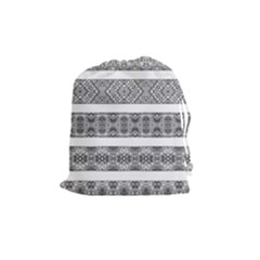 Borders Ikat Ethnic Frame Tribal Drawstring Pouch (medium) by Wegoenart