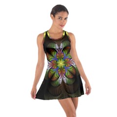 Fractal Flower Fantasy Pattern Cotton Racerback Dress by Wegoenart