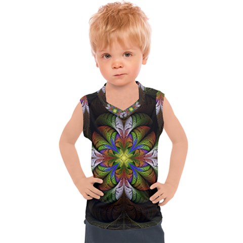 Fractal Flower Fantasy Pattern Kids  Sport Tank Top by Wegoenart
