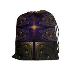 Fractal Fantasy Design Texture Drawstring Pouch (xl) by Wegoenart