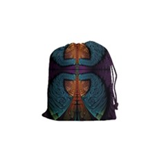 Art Abstract Fractal Pattern Drawstring Pouch (small) by Wegoenart
