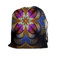 Fractal Flower Fantasy Pattern Drawstring Pouch (2xl) by Wegoenart