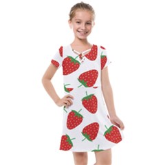 Seamless Pattern Fresh Strawberry Kids  Cross Web Dress by Wegoenart
