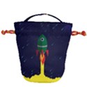 Rocket Halftone Astrology Astronaut Drawstring Bucket Bag View1