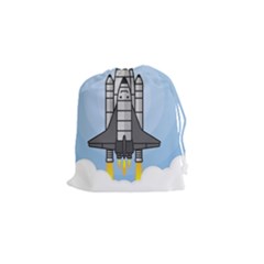 Rocket Shuttle Spaceship Science Drawstring Pouch (small) by Wegoenart