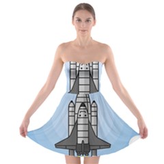 Rocket Shuttle Spaceship Science Strapless Bra Top Dress by Wegoenart