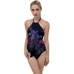 Grunge Paint Splatter Splash Ink Go With The Flow One Piece Swimsuit by Wegoenart