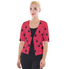 Seamless Watermelon Surface Texture Cropped Button Cardigan by Nexatart