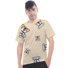 Cute Welsh Corgi Puppy Sitting Seamless Pattern Men s Sport Top by Nexatart