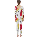 Cute Smiling Watermelon Seamless Pattern White Background Long Sleeve Catsuit View2