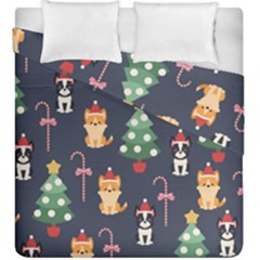 Boston Terrier Welsh Corgi Puppies Seamless Pattern Wallpaper Duvet Cover Double Side (king Size) by Nexatart