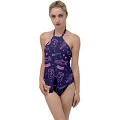 Various Cute Girly Stuff Seamless Pattern Go With The Flow One Piece Swimsuit by Nexatart
