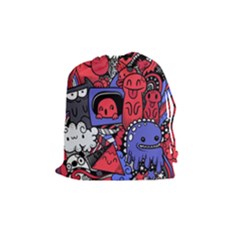 Abstract Grunge Urban Pattern With Monster Character Super Drawing Graffiti Style Vector Illustratio Drawstring Pouch (medium) by Nexatart