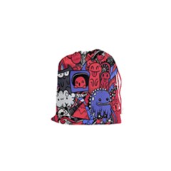 Abstract Grunge Urban Pattern With Monster Character Super Drawing Graffiti Style Vector Illustratio Drawstring Pouch (xs) by Nexatart