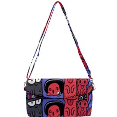 Abstract Grunge Urban Pattern With Monster Character Super Drawing Graffiti Style Vector Illustratio Removable Strap Clutch Bag by Nexatart