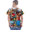 Abstract Grunge Urban Pattern With Monster Character Super Drawing Graffiti Style Men s V-Neck Scrub Top View2