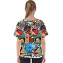 Abstract Grunge Urban Pattern With Monster Character Super Drawing Graffiti Style V-Neck Dolman Drape Top View2