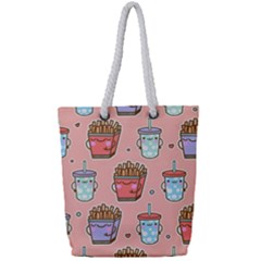 Cute Kawaii Food Seamless Pattern Full Print Rope Handle Tote (small) by Nexatart