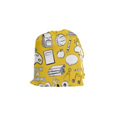Pattern With Basketball Apple Paint Back School Illustration Drawstring Pouch (small) by Nexatart