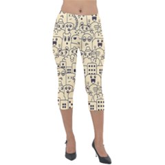 Seamless Pattern With Cute Monster Doodle Lightweight Velour Capri Leggings  by Nexatart