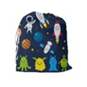 Big Set Cute Astronauts Space Planets Stars Aliens Rockets Ufo Constellations Satellite Moon Rover V Drawstring Pouch (XL) View2