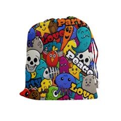 Graffiti Characters Seamless Pattern Drawstring Pouch (xl) by Nexatart