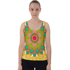 Mandala Patterns Yellow Velvet Tank Top by Nexatart