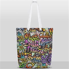 Graffiti Word Seamless Pattern Full Print Rope Handle Tote (small) by Nexatart