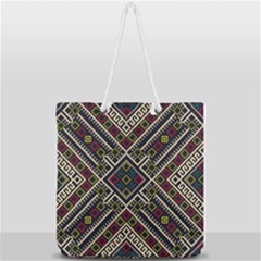 Zentangle Style Geometric Ornament Pattern Full Print Rope Handle Tote (large) by Nexatart