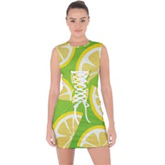 Lemon Fruit Healthy Fruits Food Lace Up Front Bodycon Dress by Nexatart