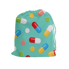 Pills Medicines Seamless Pattern Blue Background Drawstring Pouch (xl) by Nexatart