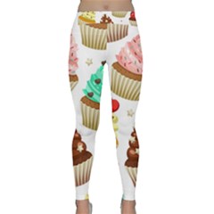 Seamless Pattern Yummy Colored Cupcakes Classic Yoga Leggings by Nexatart