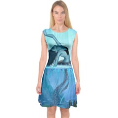 Wonderful Jellyfish Women Capsleeve Midi Dress by FantasyWorld7