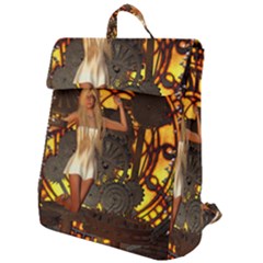 Steampunk Clockwork And Steampunk Girl Flap Top Backpack by FantasyWorld7