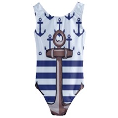 Anchor Background Design Kids  Cut-out Back One Piece Swimsuit by Vaneshart