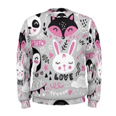 Big Set With Cute Cartoon Animals Bear Panda Bunny Penguin Cat Fox Men s Sweatshirt by Vaneshart