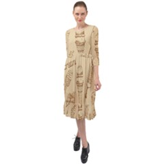 Ice Cream Vintage Pattern Ruffle End Midi Chiffon Dress by Vaneshart