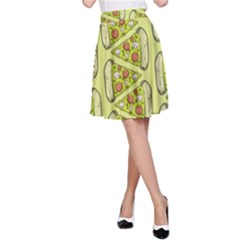 Pizza Fast Food Pattern Seamles Design Background A-line Skirt by Vaneshart