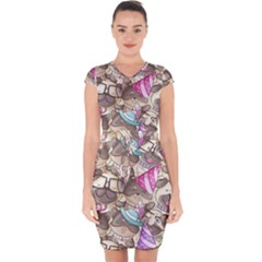 Hand Drawn Animal Pattern Dog Illustration Capsleeve Drawstring Dress  by Vaneshart