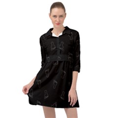 Neon Style Black And White Footprints Motif Pattern Mini Skater Shirt Dress by dflcprintsclothing