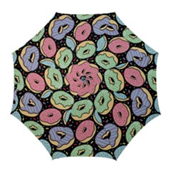 Colorful Donut Seamless Pattern On Black Vector Golf Umbrellas by Sobalvarro